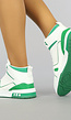 Witte Hoge Sneakers met Groene Details