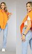 Oranje Blouse met Open Zijkanten