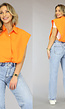 Oranje Blouse met Open Zijkanten
