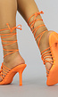 Oranje Wikkel Sandaletten met Gevlochten Details