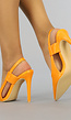 Oranje Spitse Open Pumps met Stiletto Hak