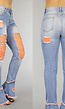 Blauwe Medium Waist Flair Jeans met Oranje Scheuren