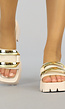 Beige Slippers met Grove Zool en Gouden Details