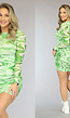 Groen Retro Mesh Bodycon Jurkje