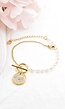 Gouden Parel Armband met Oog Bedel