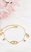 Gouden Armband met DD Bedeltjes en Strass Steentjes