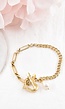 Gouden Armband met Bow In Heart Schakel en Pareltje