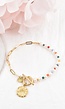 Gouden Multicolor Armband met Bedeltje en Schakel