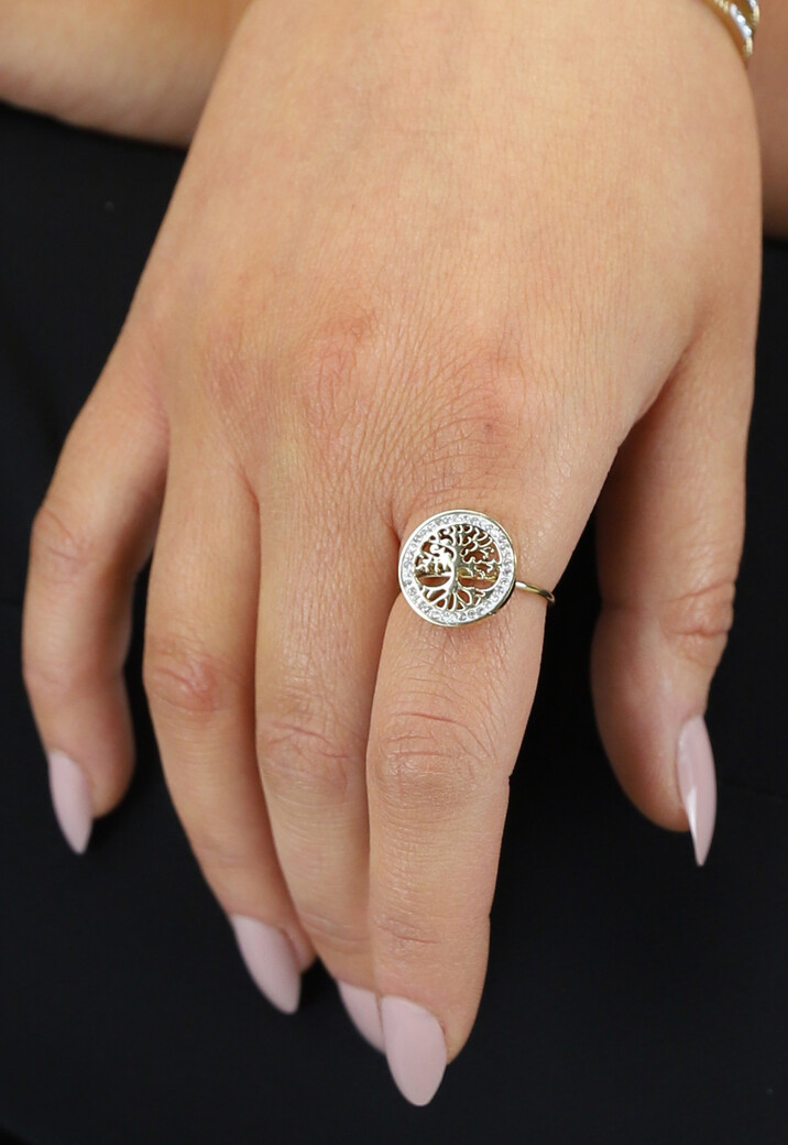 Gouden Ring met Wensboom en Steentjes