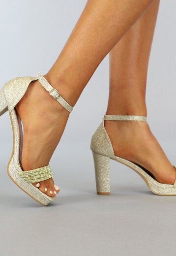 OP=OP! Gouden Glam Sandaletten met Strass