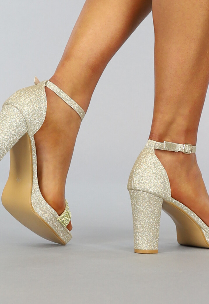 Gouden Glam Sandaletten met Strass