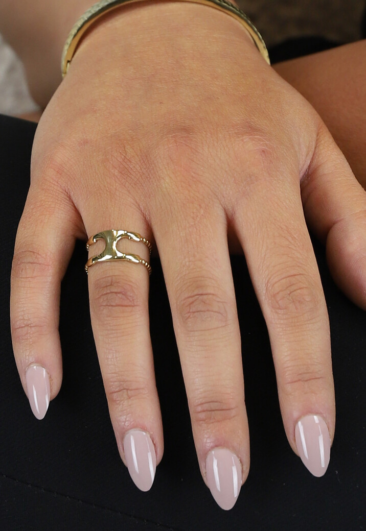 Gouden Ring met X Detail