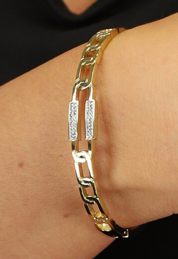 BF2023 Gouden Schakel Armband met Strass