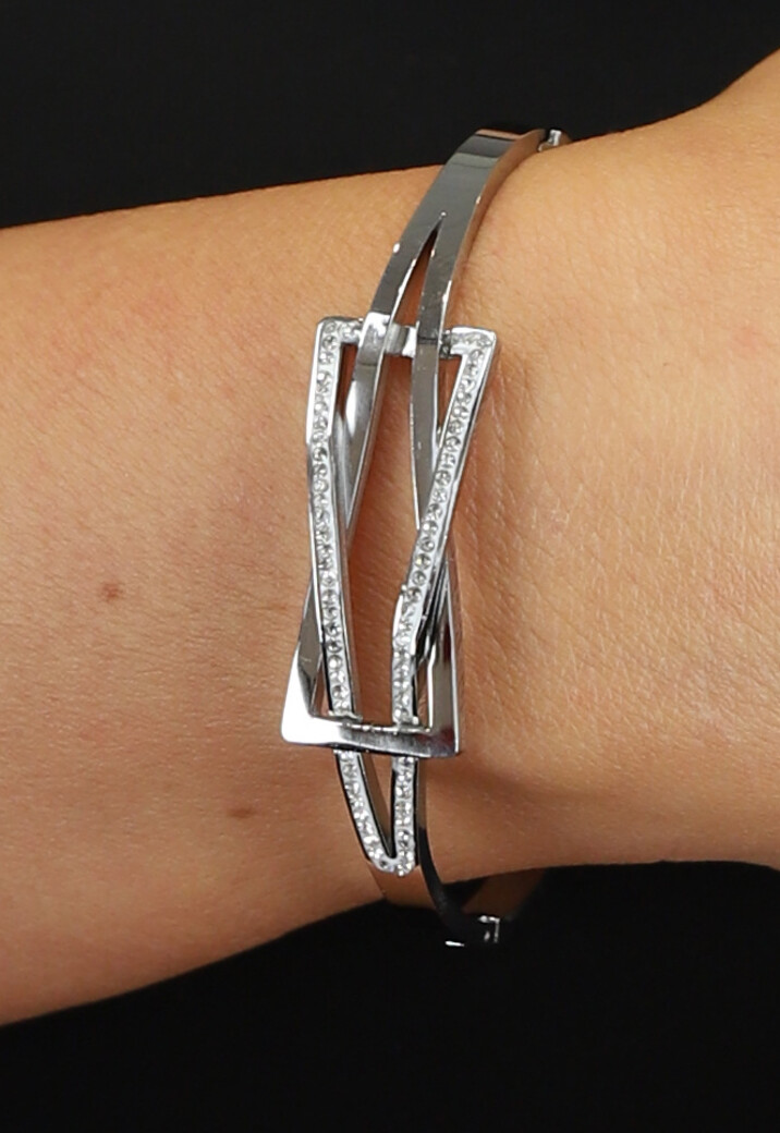 Zilveren Driehoek Armband met Strass