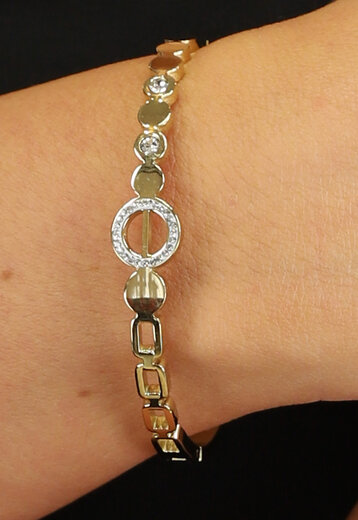 BF2023 Gouden Armband met Schakels en Strass