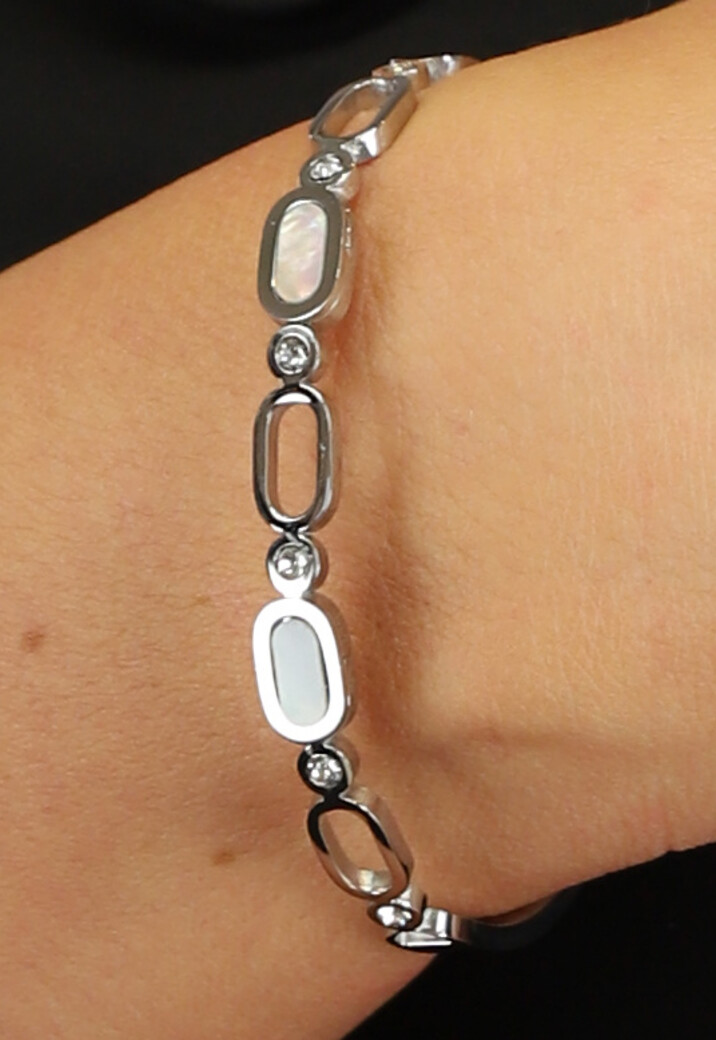 Zilveren Armband met Witte Stenen