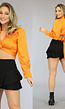 Oranje Crop Blouse met Strikdetail