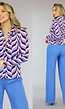 Multicolor Retro Zigzag Shirt met Knoopsluiting