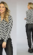 Zwart/Wit Retro Zigzag Shirt met Knoopsluiting