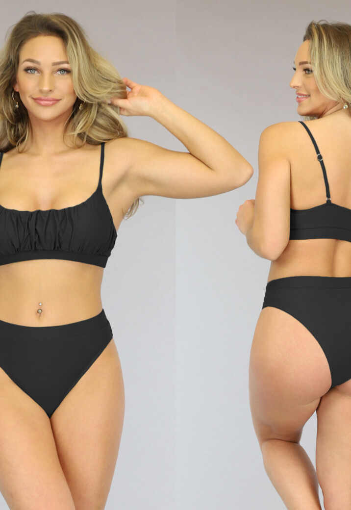 Zwart High Waist Cheeky Bikinibroekje