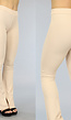 Beige Elastische Rib Flair Broek