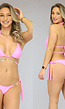 Roze Triangel Wrap Bikinitop met Gouden Details