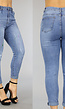 Blauwe Stretch Jeans met Verfspetters en Gespdetail