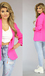 Fuchsia Blazer met Geplooide Driekwart Mouwen