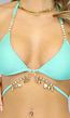 BF2023 Mint Triangel Wrap Bikinitop met Gouden Details