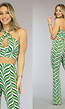 Groen Gekruist Retro Crop Topje