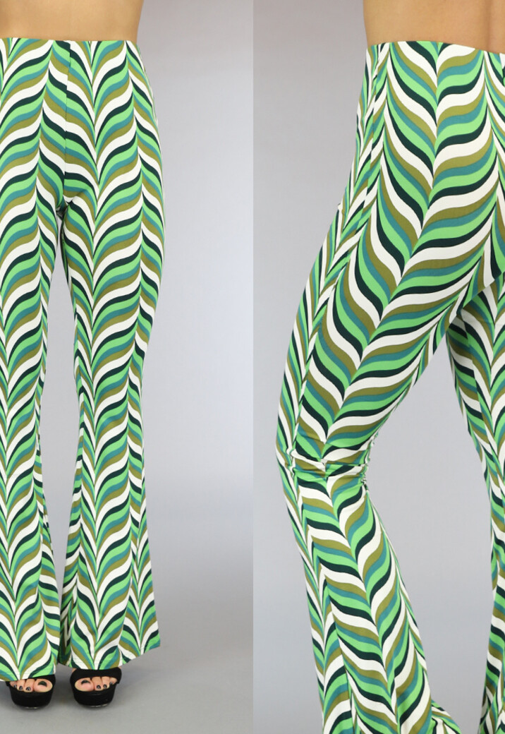 Groene Retro Tall Broek met Flair Pijpen