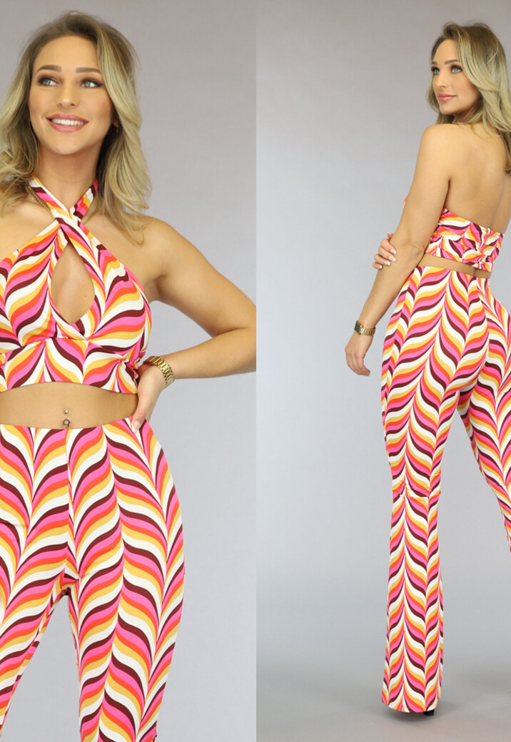 Oranje Gekruist Retro Crop Topje