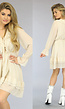 Beige Geplooid Chiffon Jurkje met Gehaakte Details