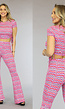 Geplooid Roze/Wit Retro Topje met Veters