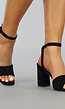 Zwarte Suède-Look Sandaletten met Open Hiel