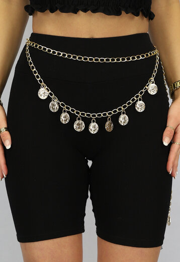 Dubbele Bellychain met Coins