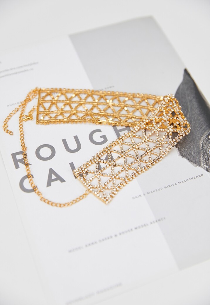 Gouden Choker met Strass Steentjes