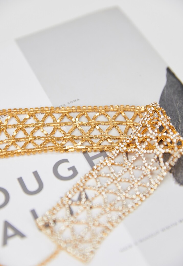 Gouden Choker met Strass Steentjes