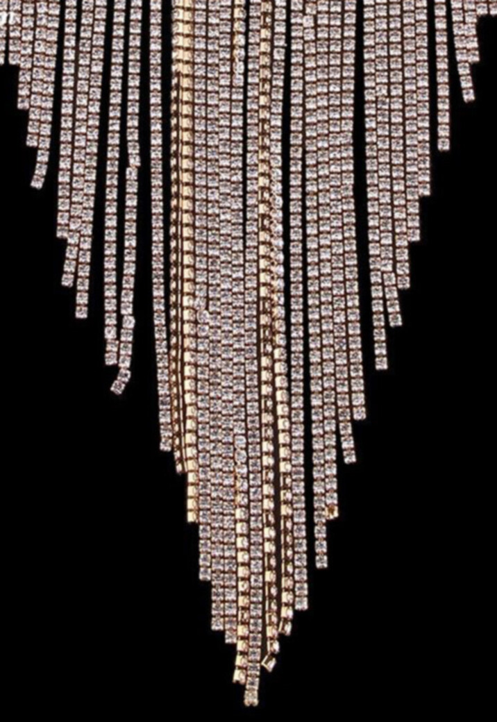 Grote Strass Choker met Strass Fringe