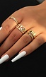 Goudkleurige Driedelige Vintage Ringen Set