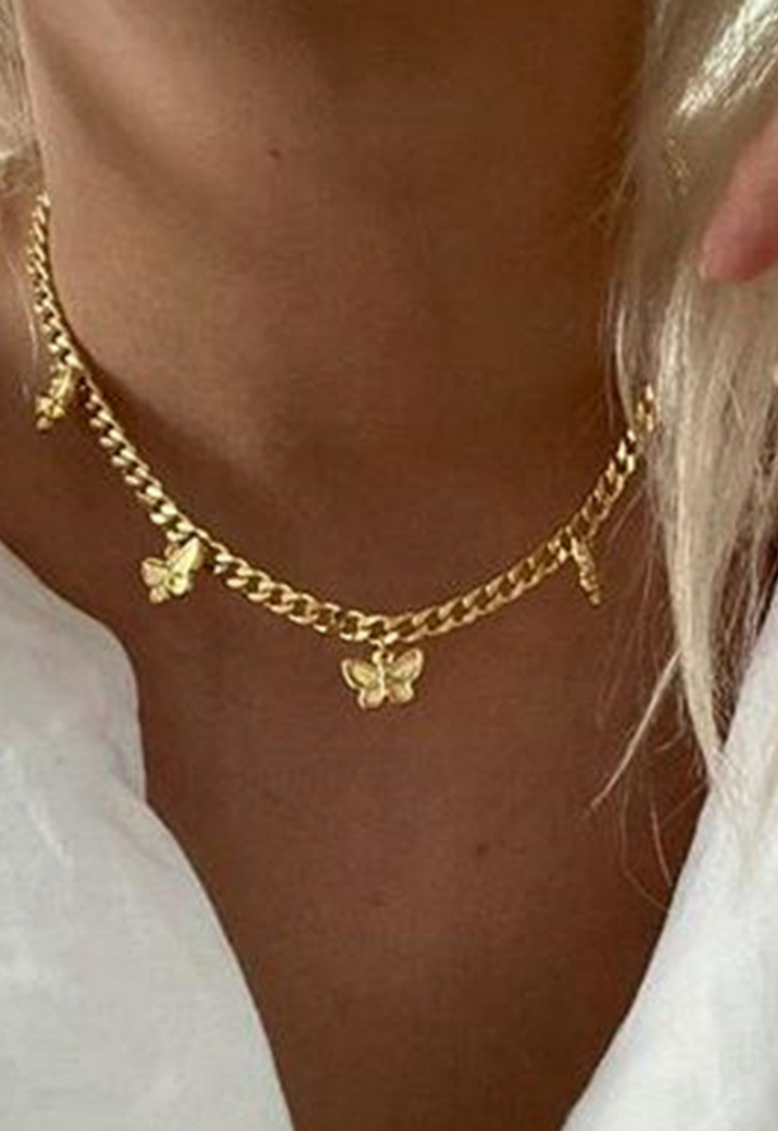 Gouden Ketting met Kleine Vlindertjes