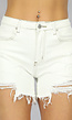 Witte Gerafelde Jeans Short