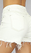 Witte Gerafelde Jeans Short