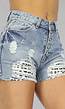 BF2023 Lichtblauwe Jeans Short met Luipaard Zakken