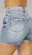 Lichtblauwe Jeans Short met Luipaard Zakken