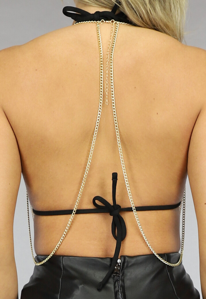 Goudkleurige Layered Bodychain met Oorbellen