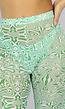 Groene Marmerlook Bikini Broekje met Mesh Broek