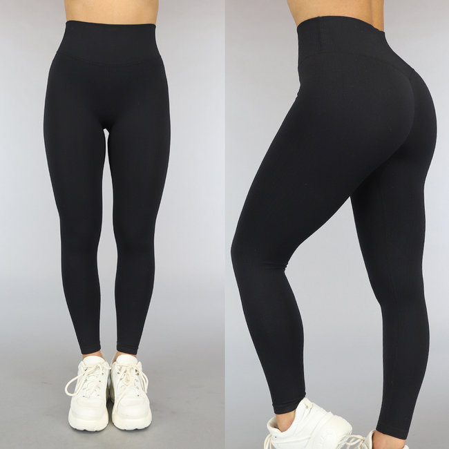 Zwarte Rib Sportlegging - Uwantisell.nl