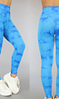 Blauwe Rib Sportlegging met Marmerlook