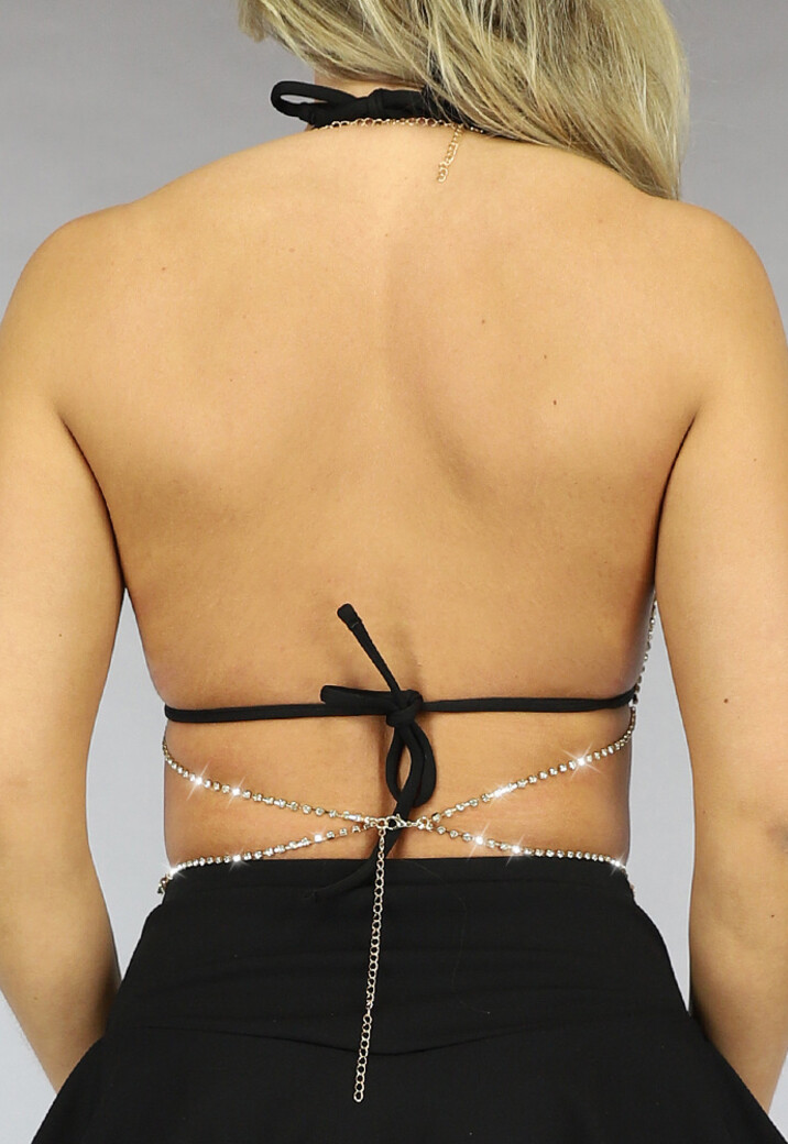 Halter Top Bodychain met Strass Steentjes